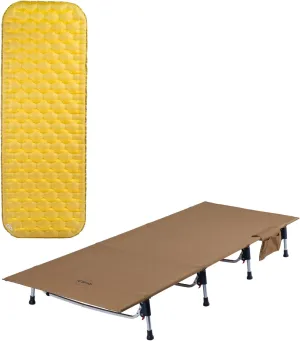 iClimb 1 Stable Comfortable Air Sleeping Pad and 1 Super Easy Assemble Cot Bundle, Ultralight Compact for Single Adult Outdoor Camping Backpacking Hiking
