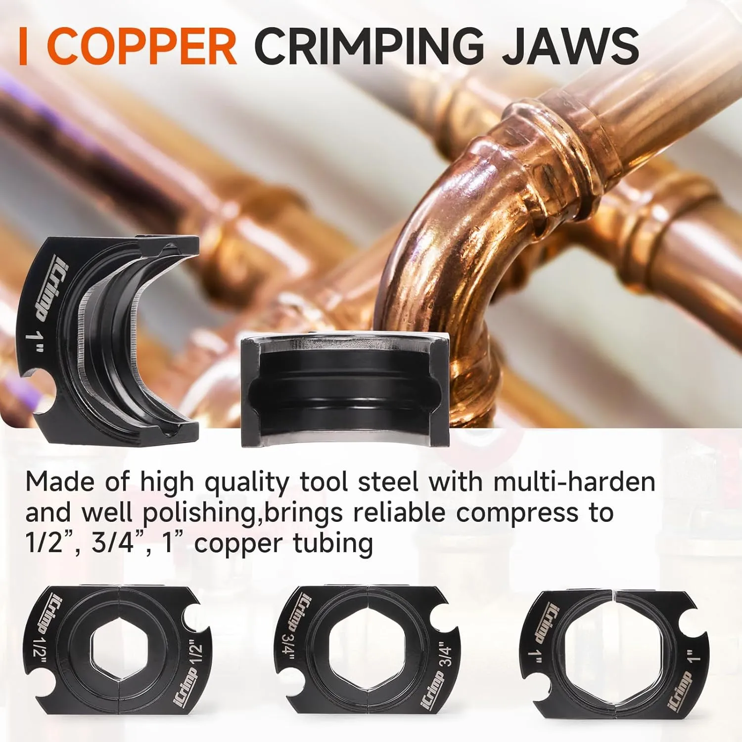 iCrimp Copper Tube fittings Crimping tool with 1/2,3/4 and 1-inch Jaw for ProPress copper fitting IWISS-1632AF