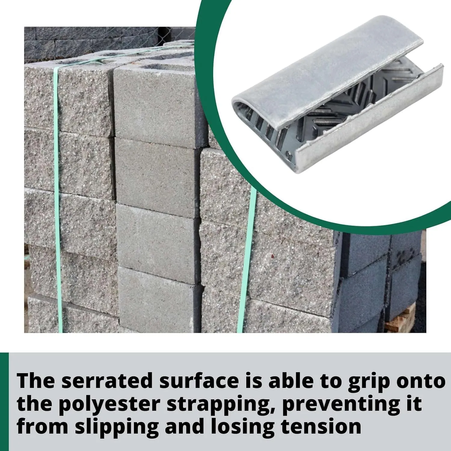 IDL Packaging Open Serrated Seals for 5/8" Strap Width Polyester (PET) Strapping (Pack of 500) – Increased Load Securement Due to Serrated Design of Strapping Clips