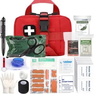 Ifak Med Trauma Kit, Red Molle Tactical Emergency First Aid Kit,Military Survival Molle EMT Medical Kit Refill Supplies Fot Duty Belt(Red)