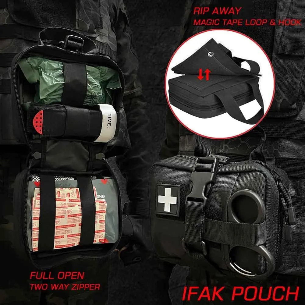 Ifak Med Trauma Kit, Red Molle Tactical Emergency First Aid Kit,Military Survival Molle EMT Medical Kit Refill Supplies Fot Duty Belt(Red)