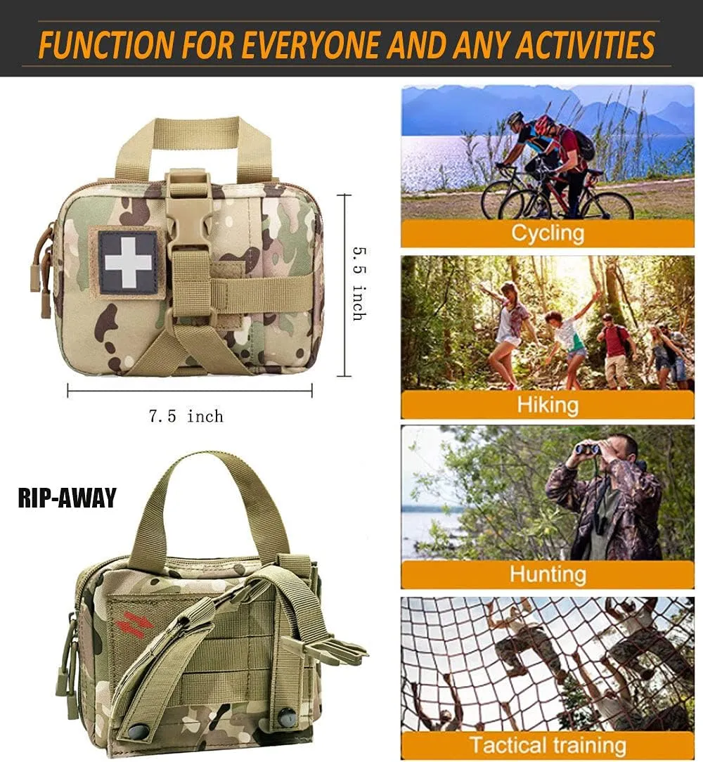 Ifak Med Trauma Kit, Red Molle Tactical Emergency First Aid Kit,Military Survival Molle EMT Medical Kit Refill Supplies Fot Duty Belt(Red)