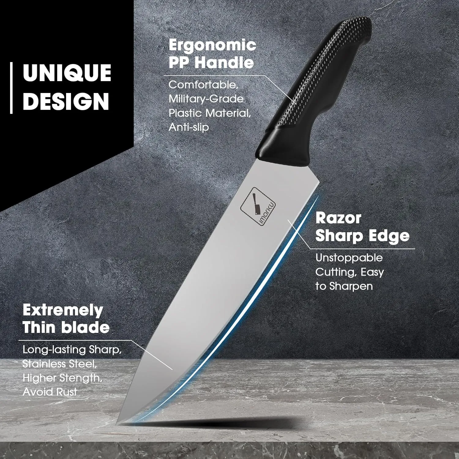 imarku Knife Block Set, Japanese High Carbon Stainless Steel Knives Set for Kitchen, 14-Piece Kitchen Knife Set with Block, Ultra Sharp Black Knife Set, Dishwasher Safe, Gifts for Men and Women