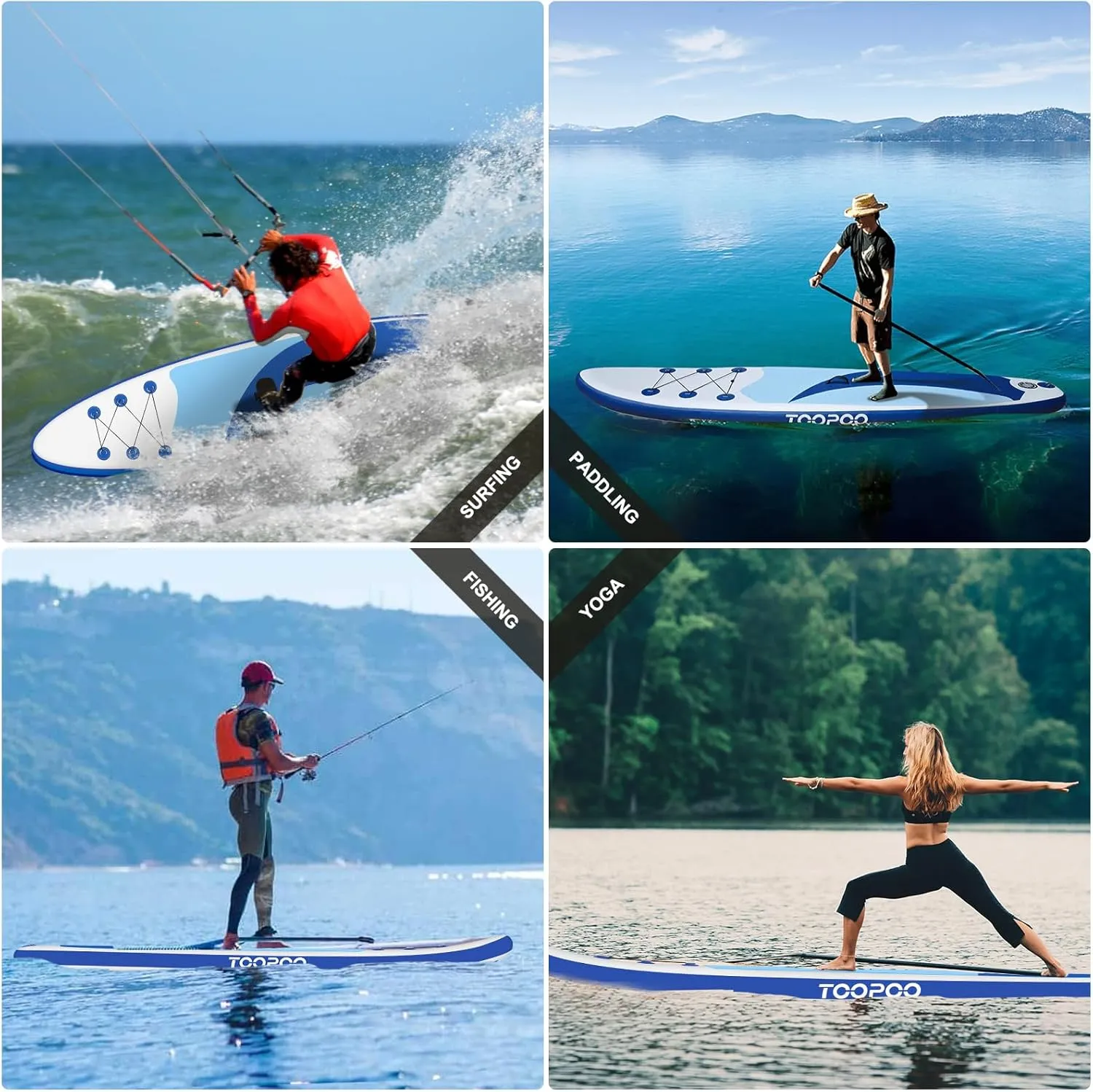 Inflatable Stand Up Paddle Board 10‘6‘‘x33‘‘- Ultra-Light SUP with Backpack, Pump, Paddle, Coil Leash, 3 Fins, Repair Kit, Stable Design, Non-Slip EVA Deck for Adults & Youth