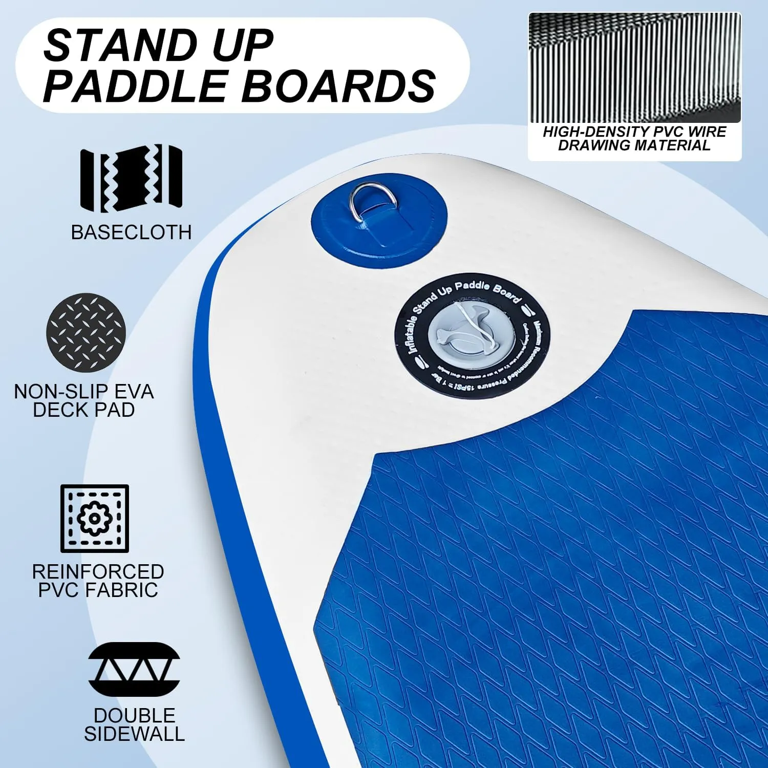 Inflatable Stand Up Paddle Board 10‘6‘‘x33‘‘- Ultra-Light SUP with Backpack, Pump, Paddle, Coil Leash, 3 Fins, Repair Kit, Stable Design, Non-Slip EVA Deck for Adults & Youth