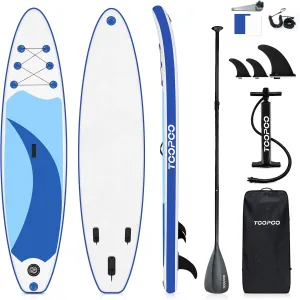 Inflatable Stand Up Paddle Board 10‘6‘‘x33‘‘- Ultra-Light SUP with Backpack, Pump, Paddle, Coil Leash, 3 Fins, Repair Kit, Stable Design, Non-Slip EVA Deck for Adults & Youth