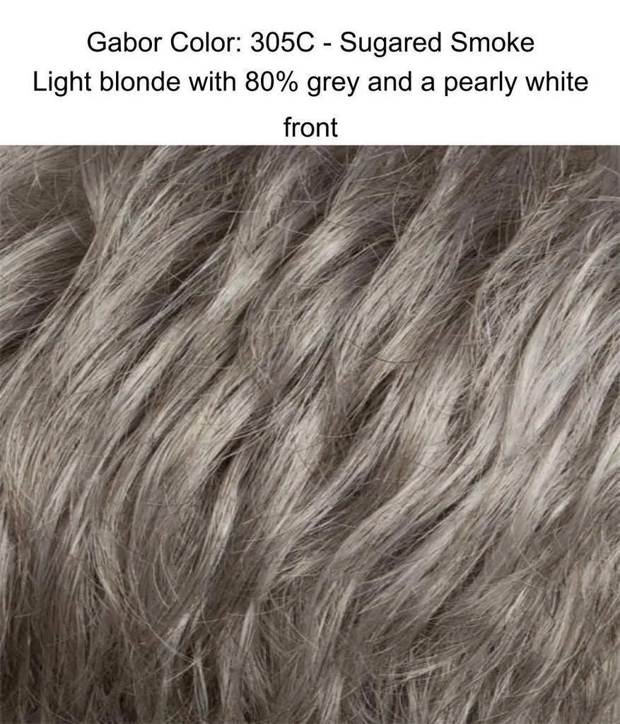 Instinct Wig Avg Large Cap Color 305C Sugared Smoke - Gabor Wigs 3.5" Short Collar Length Shag Wavy Layers Synthetic Capless Bundle MaxWigs Hairloss Booklet