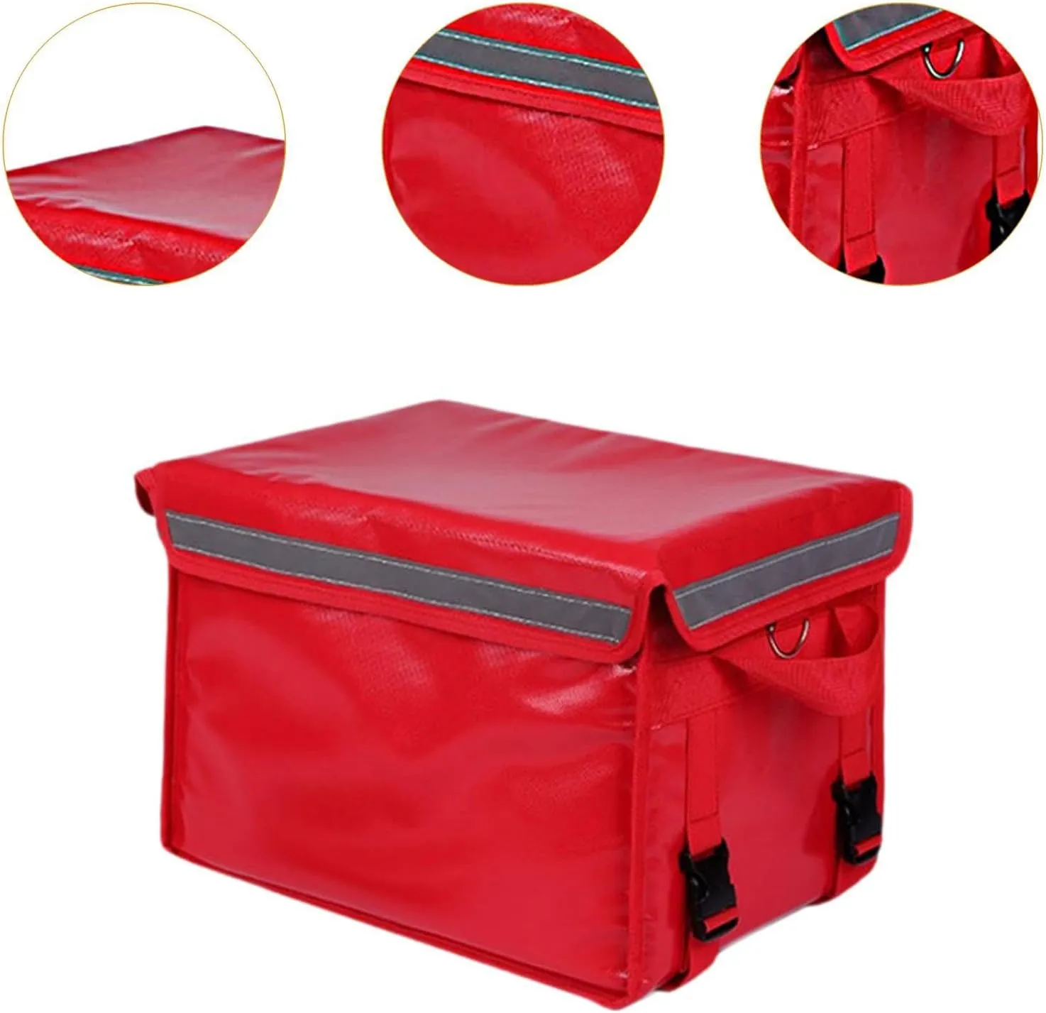 Insulated Food Delivery Bag with Divider 30L Food Carrier Reusable Multifunctional Adjustable Shoulder Strap for Commercial, Red
