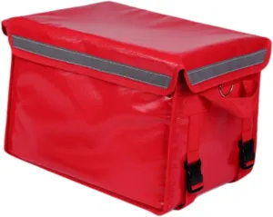 Insulated Food Delivery Bag with Divider 30L Food Carrier Reusable Multifunctional Adjustable Shoulder Strap for Commercial, Red