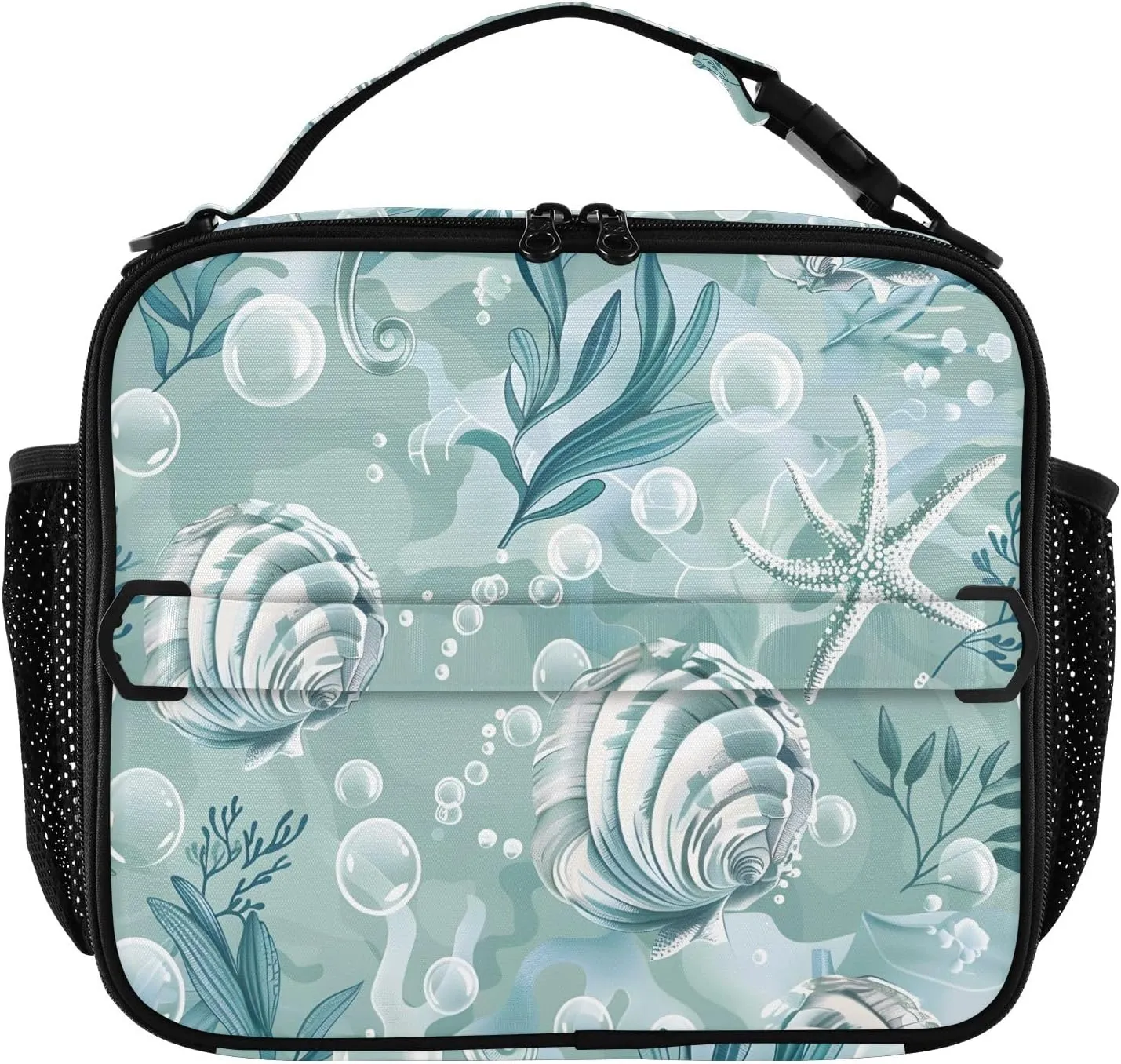 Insulated Lunch Bag Lunch box Cooler Bag for Women Men Seashells Algae Bubbles Reusable Portable with Shoulder Strap
