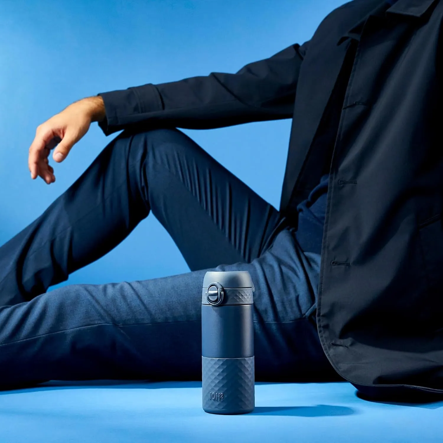 ION8 Insulated Travel Mug, 360 ml/12 oz, Leak Proof, Triple Lock Secure, Spill-Free in Transit, Hygienic Cover, Easy-to-Clean, Perfect On-The-Go, Ash Navy, Stainless Steel
