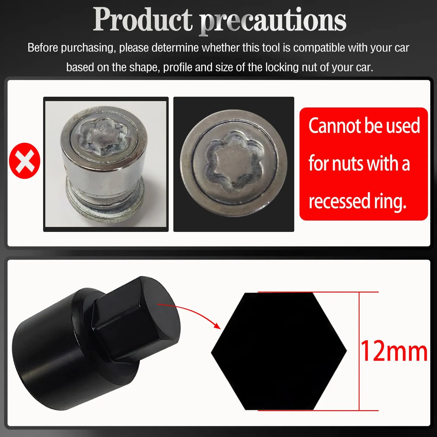 J-Wheel Locking Nut Key Compatible with Toyota Models, Lexus, Tacoma, Wheel Lock Nut Socket Adapter, Anti-Theft Lug Removal Tool, Socket Remover Hand Repair Tool