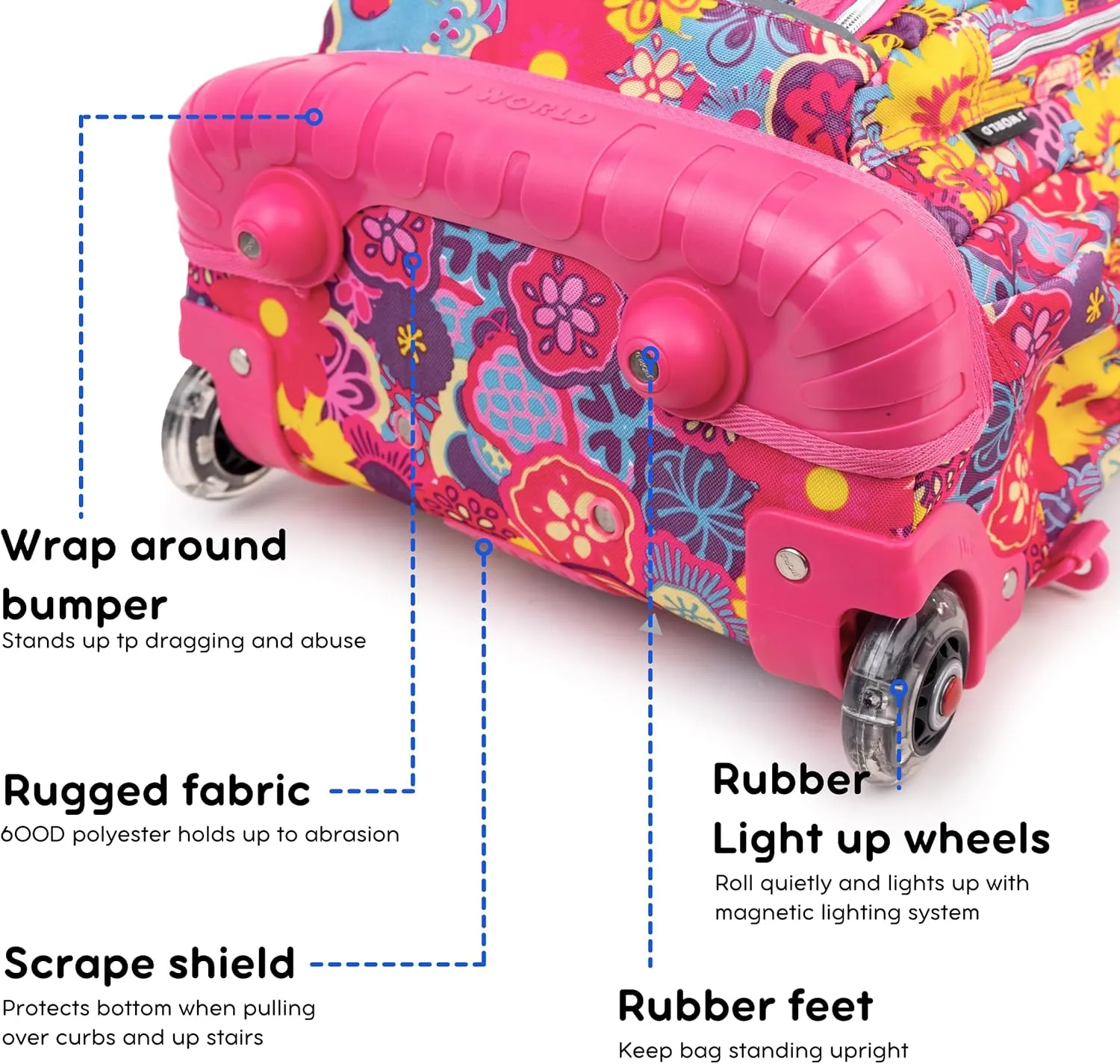J World New York Lollipop Kids Rolling Backpack & Lunch Bag Set, Poppy Pansy, One Size