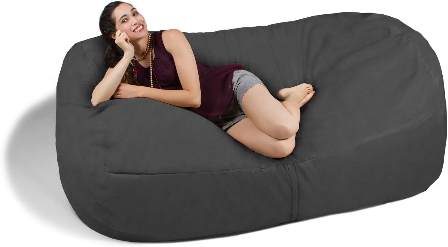 Jaxx 7 Foot Bean Bag Sofa, Charcoal