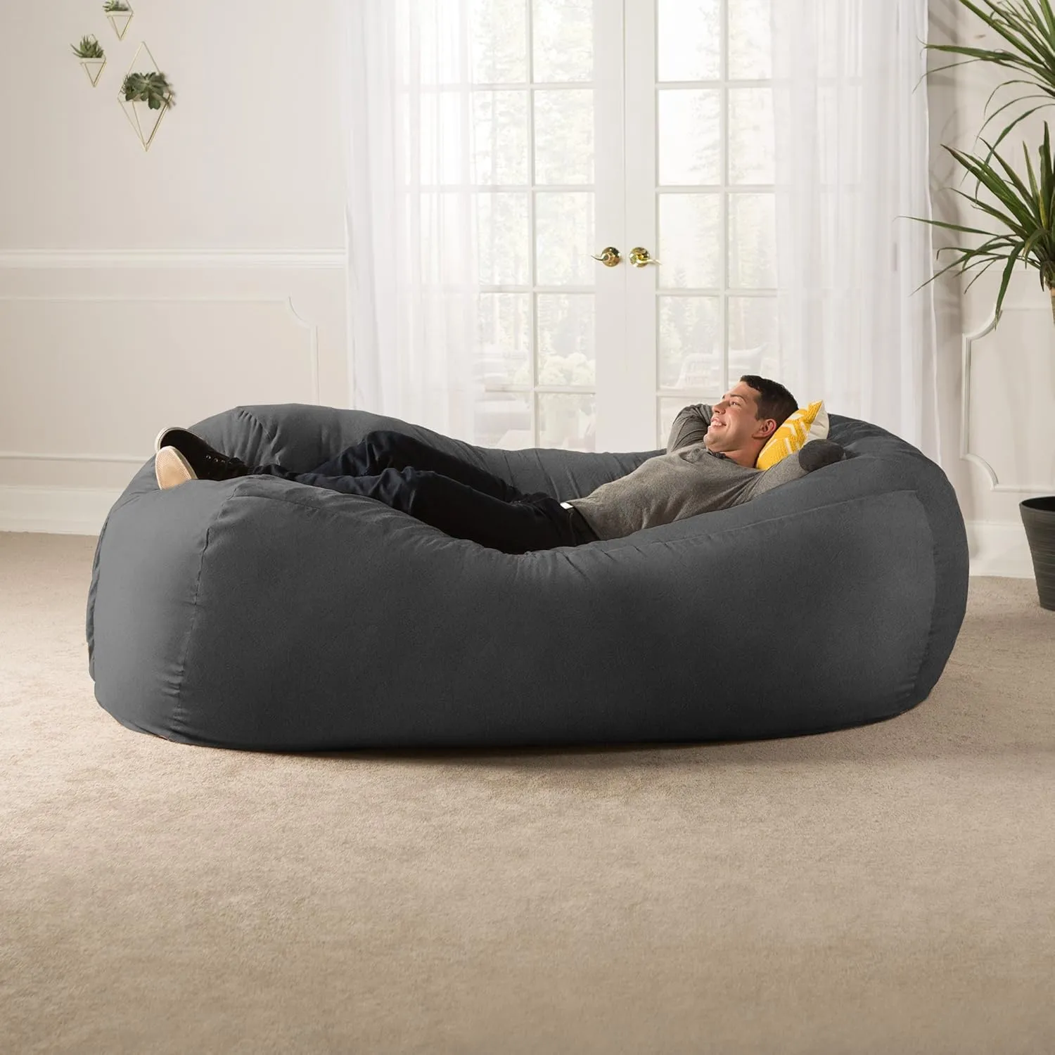 Jaxx 7 Foot Bean Bag Sofa, Charcoal
