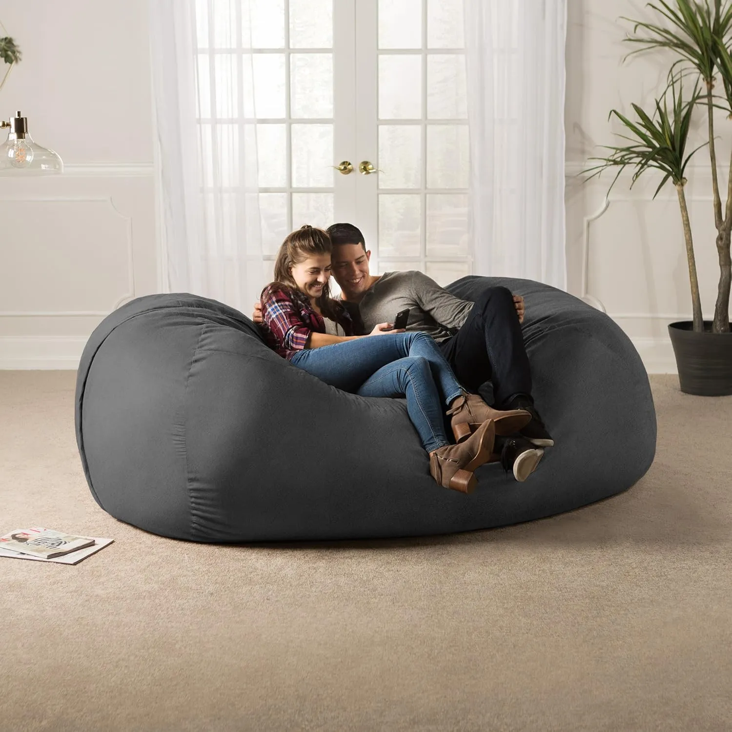Jaxx 7 Foot Bean Bag Sofa, Charcoal
