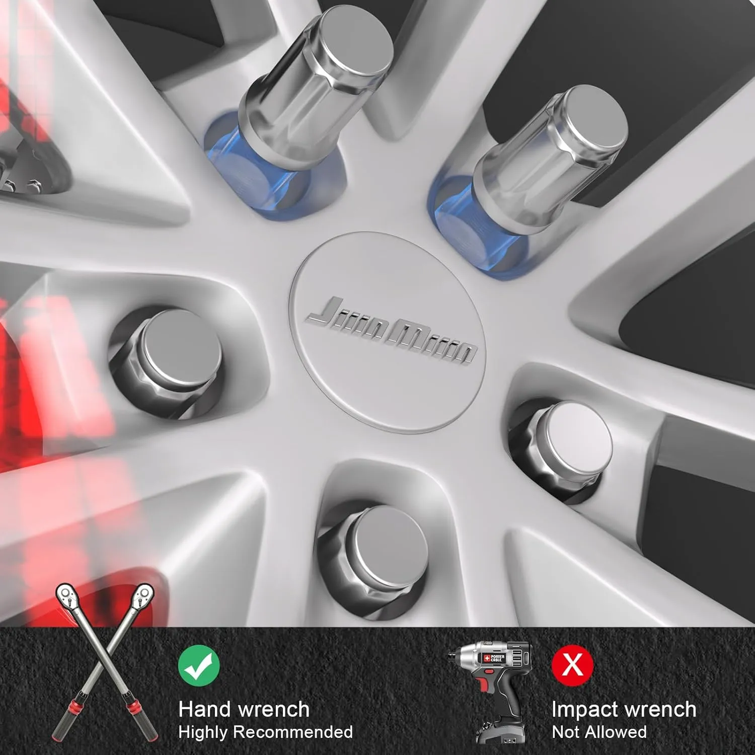 JiiinMiiin 20PCS M12x1.5 Lug Nuts Chrome 6 Spline Tuner, Closed End Aftermarket Locking Lugnuts 1.38 inch Length with 1 Socket Key 60 Degree Conical/Cone Bulge Seat