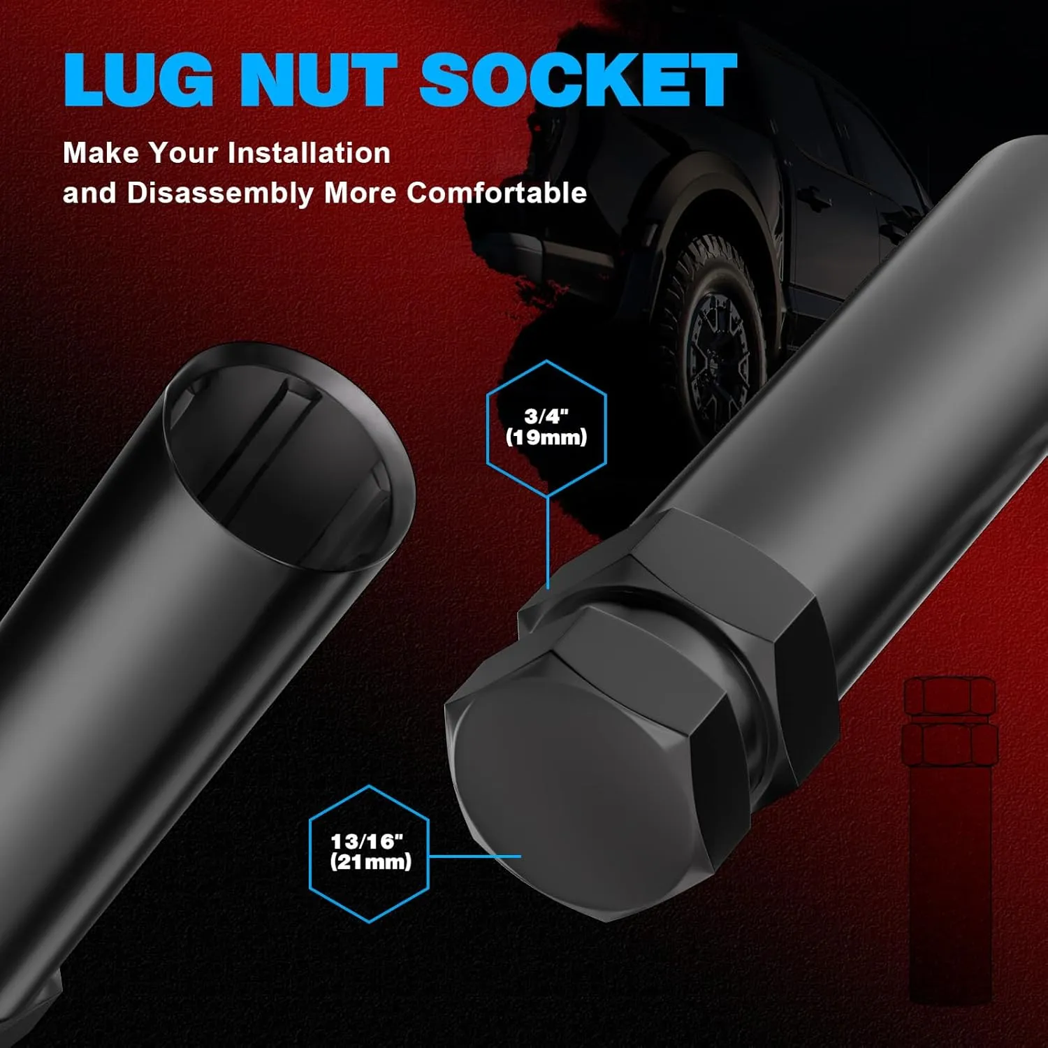 JiiinMiiin 20PCS M12x1.5 Lug Nuts Chrome 6 Spline Tuner, Closed End Aftermarket Locking Lugnuts 1.38 inch Length with 1 Socket Key 60 Degree Conical/Cone Bulge Seat