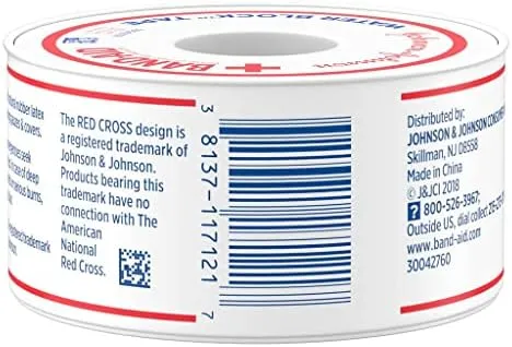 Johnson & Johnson Band-Aid Brand of First Aid Products Waterproof Tape, 1 Inch by 10 Yards (Pack of 4)