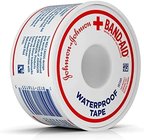 Johnson & Johnson Band-Aid Brand of First Aid Products Waterproof Tape, 1 Inch by 10 Yards (Pack of 4)