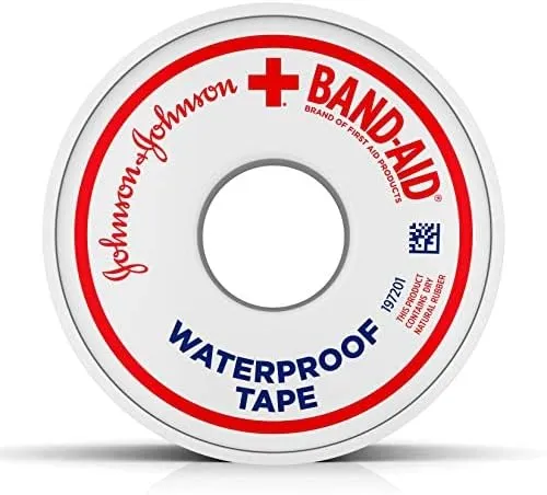 Johnson & Johnson Band-Aid Brand of First Aid Products Waterproof Tape, 1 Inch by 10 Yards (Pack of 4)