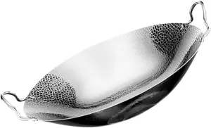 jojofuny Stainless Steel Cooking Wok Kitchen Pan Double Handle Nonstick Smooth for All Stovetops Easy to Clean for Home Cooking and Camping