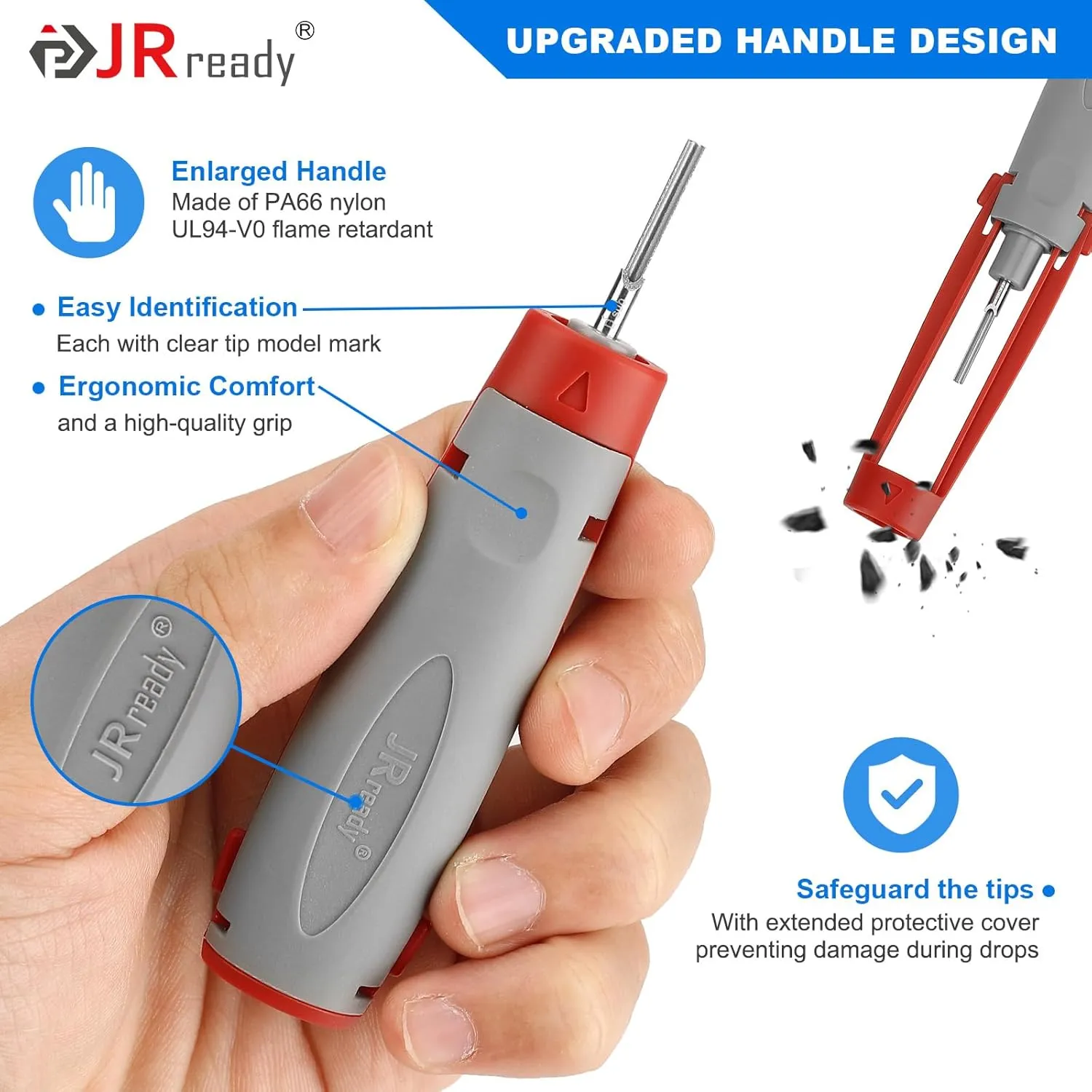 JRready JRconDRK00A10-04 Terminal Release Tool Kit, 10PCS Automotive Computer Electrical Pin Removal Tools Wire Harness Repair Terminal Extractors Set for Molex, Harting, Wain Series Connector