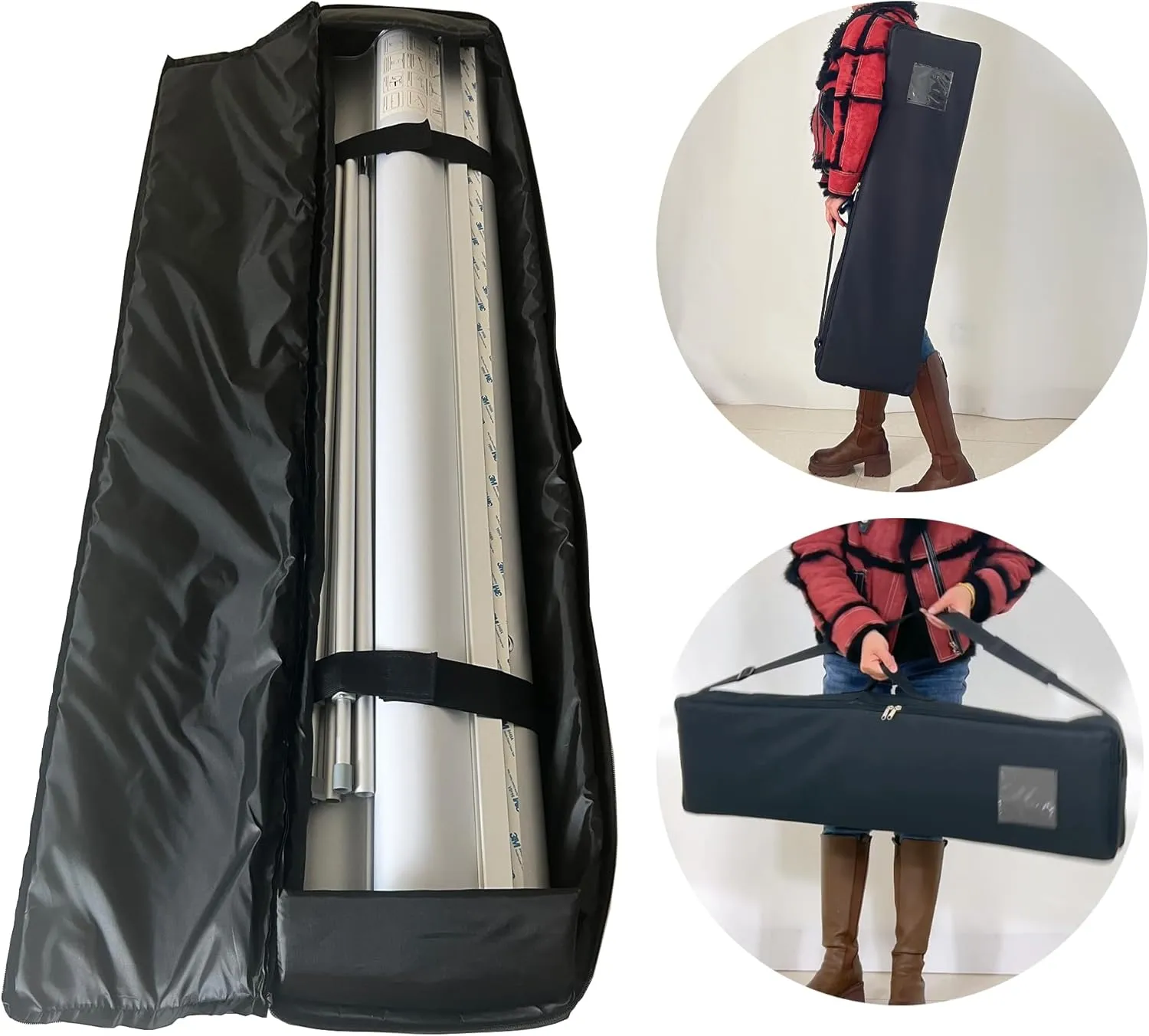 JUST 4 SIGNS NEW DELUXE Retractable Banner Stand with Widened Base and Padded Portable Oxford Bag (60" x 65 ～ 90"（WxH）)