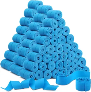 Jutom 150 Pcs First Aid Disposable Tourniquets Latex Free Blue Tourniquets Anti Tear Single Use Nursing Supplies Essentials 1 x 18 Inches