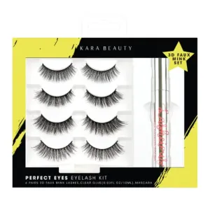 KARA BEAUTY PERFECT EYES Eyelash Set - 4 False Eyelash Pairs, Adhesive & Mascara