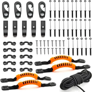 Kayak Carry Handle Rigging Kit -Kayak Canoe Carry Handles, 15 FT 6mm Elastic Bungee Cord Replacement Parts for Kayaks Canoes Boat Suitcase