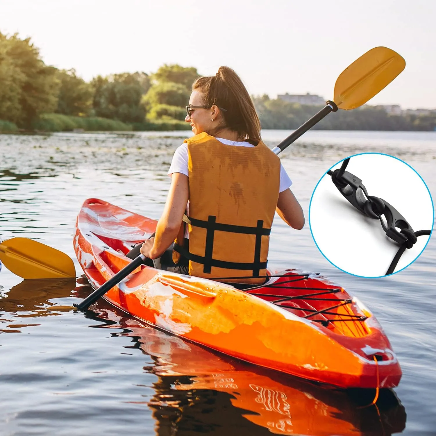 Kayak Carry Handle Rigging Kit -Kayak Canoe Carry Handles, 15 FT 6mm Elastic Bungee Cord Replacement Parts for Kayaks Canoes Boat Suitcase