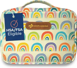 KeepGoing Large Home First Aid Kit for Kids – 270 Pc. for Car, Home, Dorm, & Boat with Latex-Free Bandages – 10 x 7 x 3.5 in. Travel First Aid Kit (Sunny Rainbow)