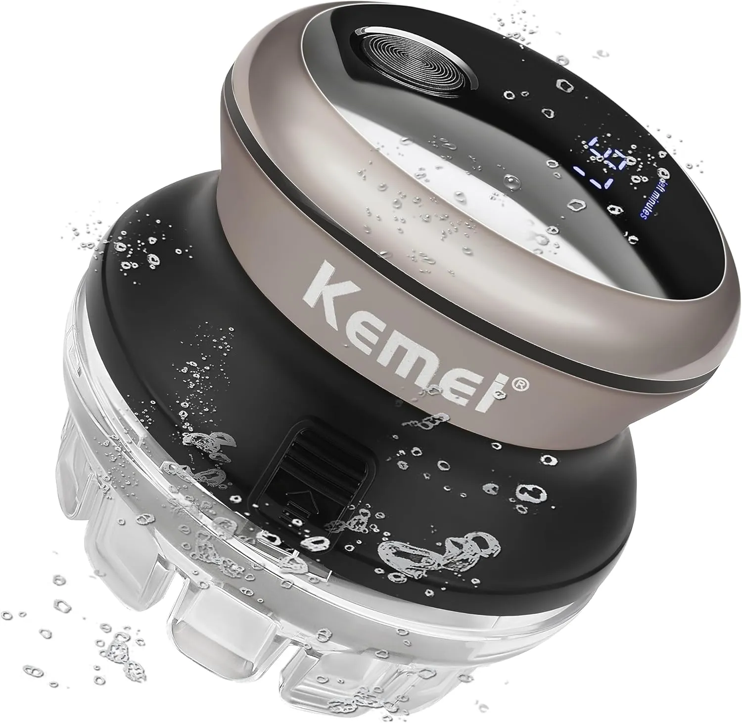 KEMEI Professional Hair Clippers for Men, Automatic Circular Hair Trimmer, Cordless Self-Haircut Kit with LED Display, KM-887 Silvery