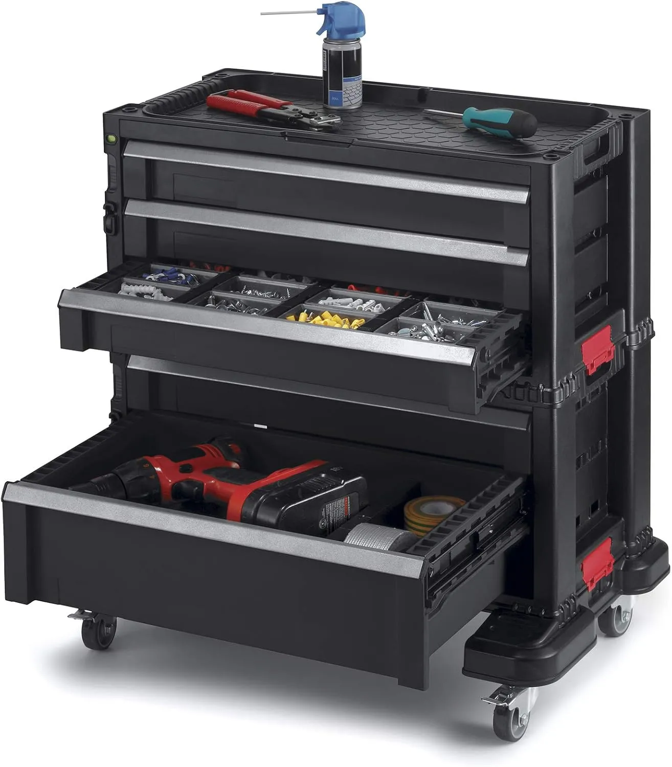Keter 240762 5 Drawer Modular Garage & Tool Organizer, Black