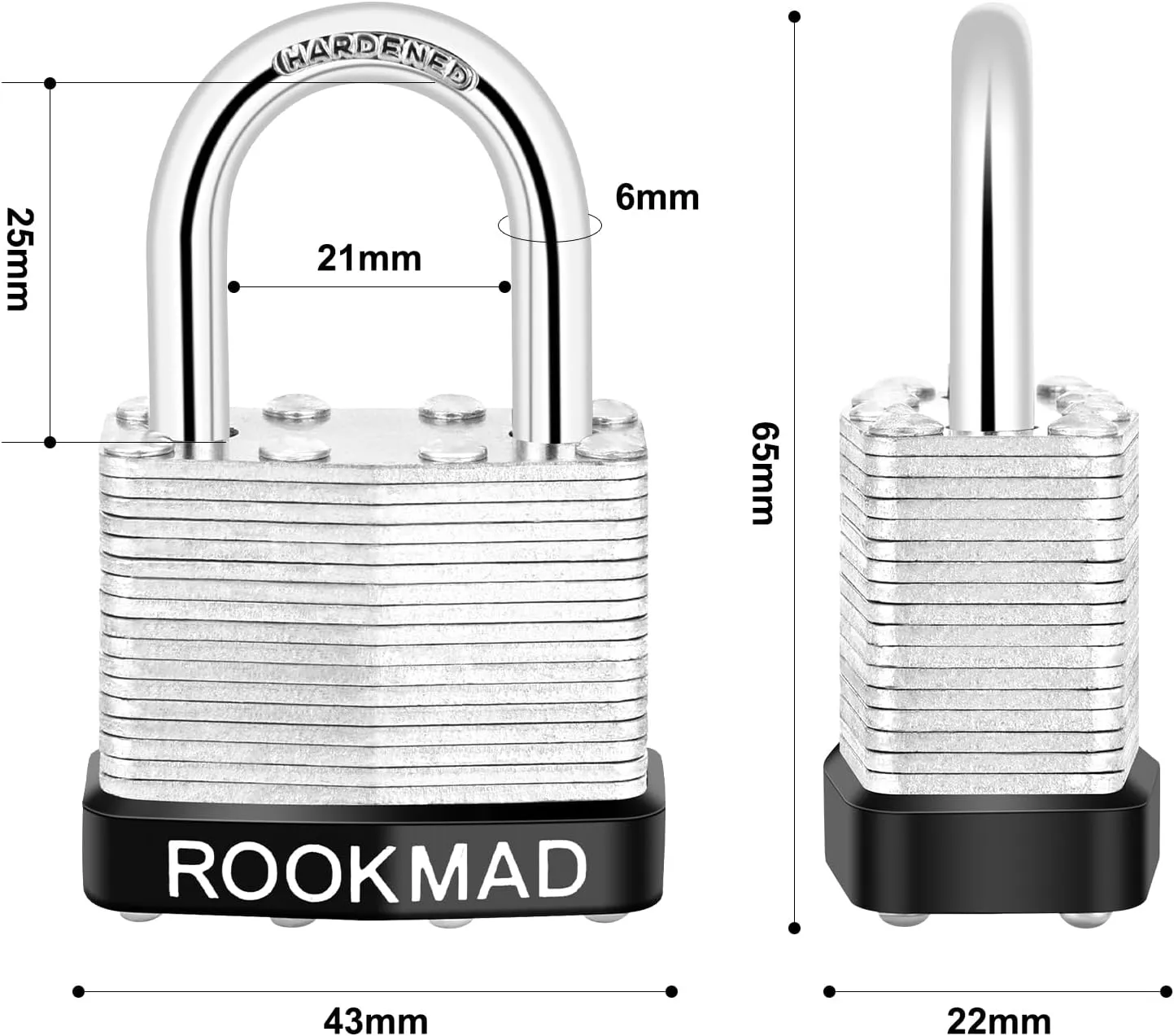 Keyed Padlocks, Laminated Steel Padlock, Keyed Alike Locks with Same Keys, PE Plastic Hoop, The Lead Content of This Pad Lock complies with CA65, 10 Pack