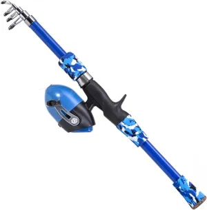 Kids Fishing Pole for Ages 5-12, Telescopic Fishing Rod and Reel Combo, Fiberglass Fishing Rod for Saltwater, 165cm Lightweight Design