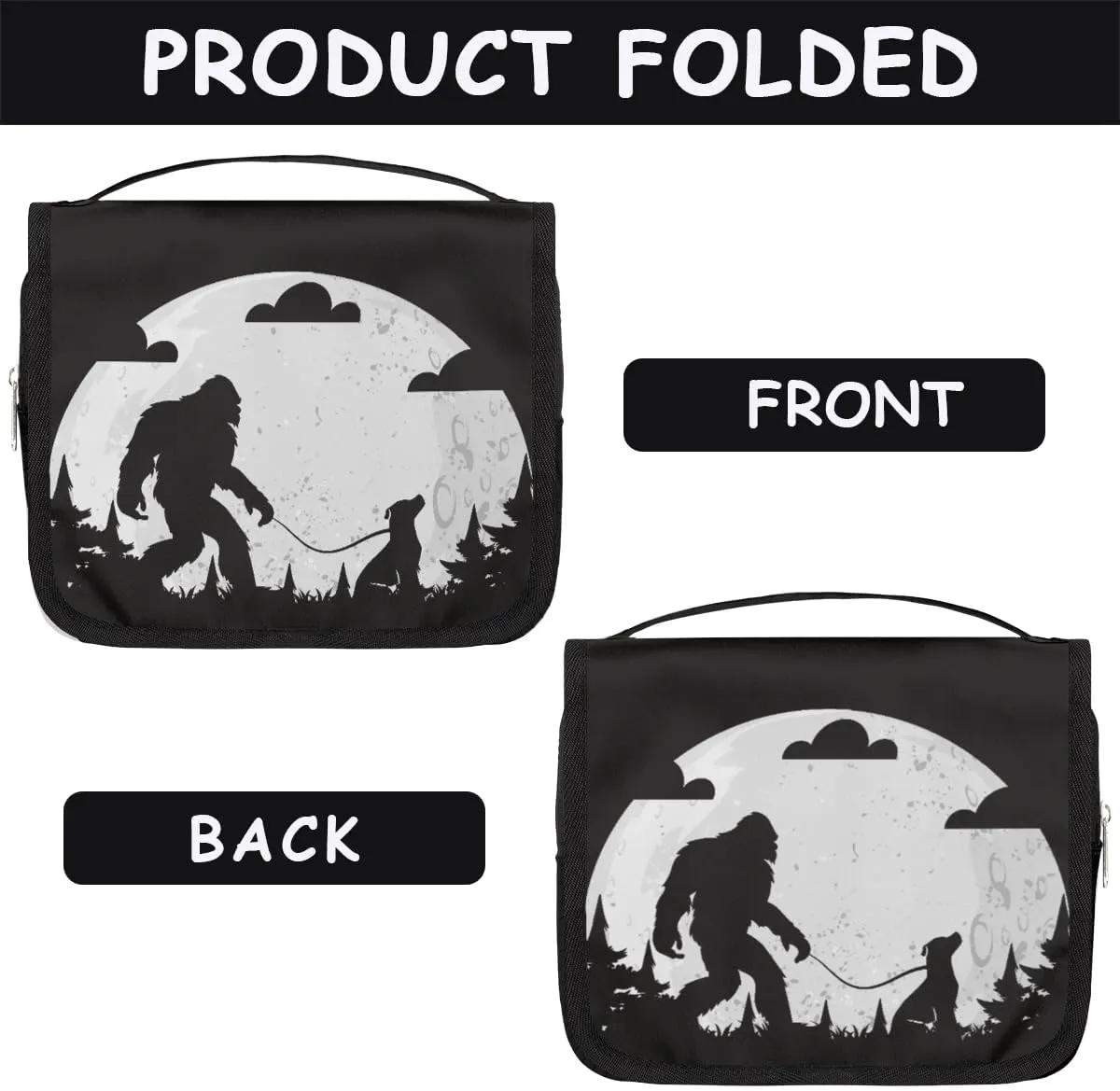 Kids Hanging Toiletry Bag Bigfoot Theme Waterproof Shaving Cosmetic Bag Makeup Kit for Kids Adult Travel Essential