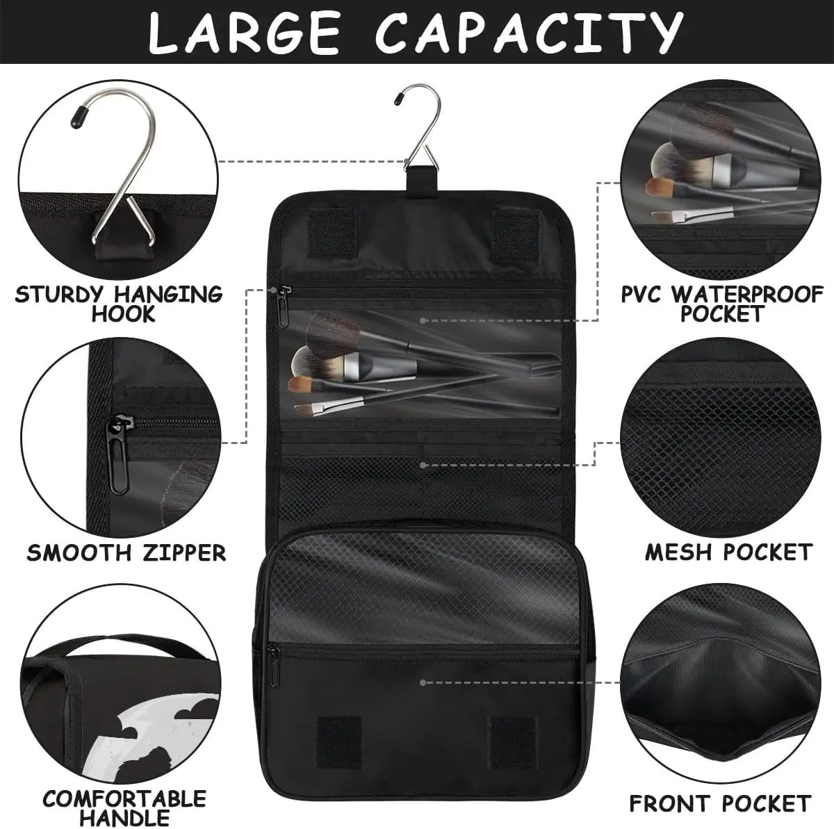 Kids Hanging Toiletry Bag Bigfoot Theme Waterproof Shaving Cosmetic Bag Makeup Kit for Kids Adult Travel Essential