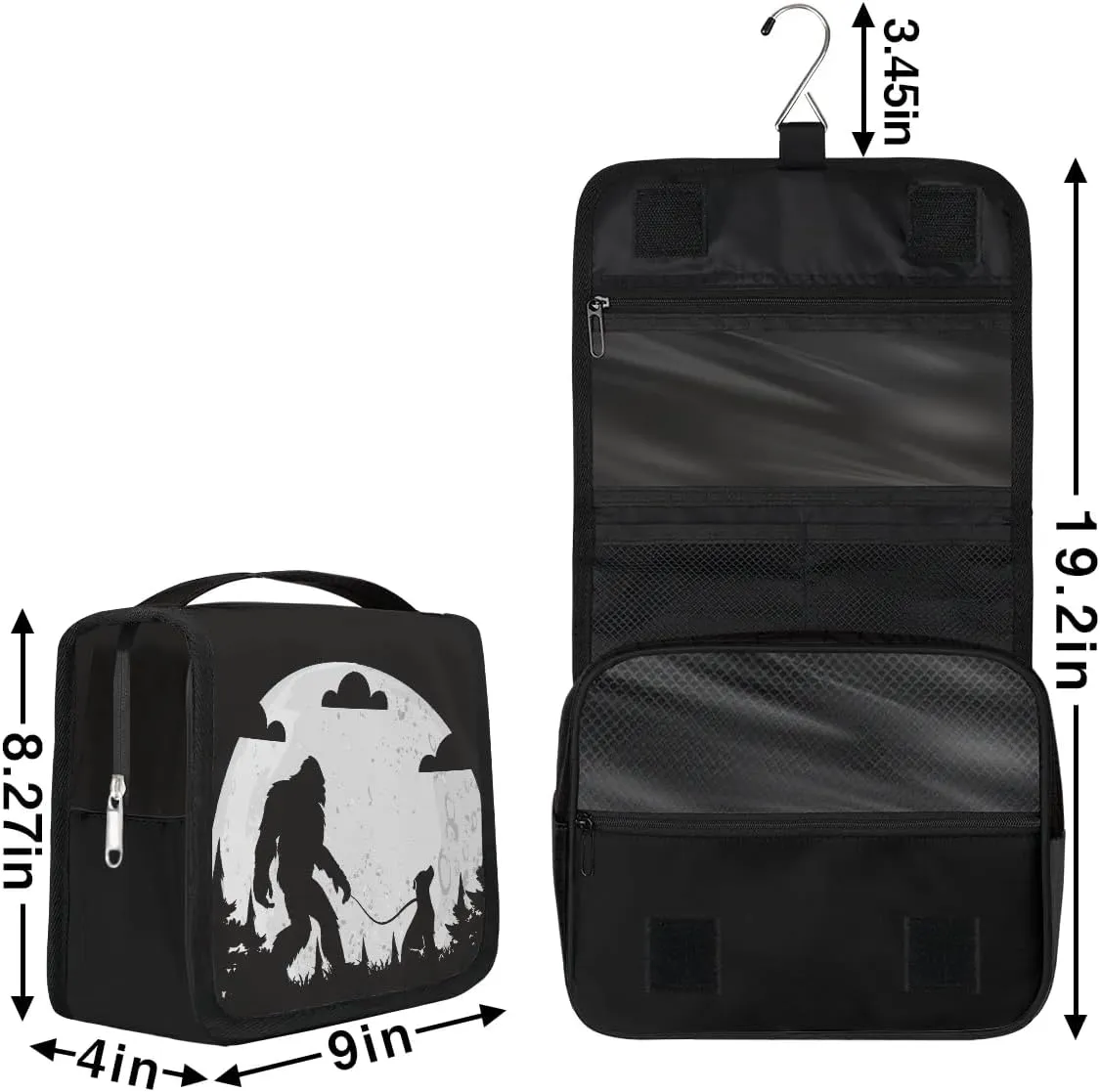 Kids Hanging Toiletry Bag Bigfoot Theme Waterproof Shaving Cosmetic Bag Makeup Kit for Kids Adult Travel Essential