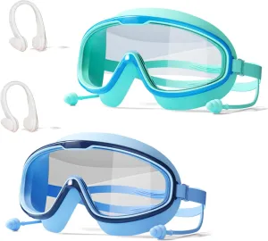 Kids Swim Goggles HD Children's Large Frame Waterproof and Anti-fog Swimming Goggless with Adjustable Straps for Boys Girls