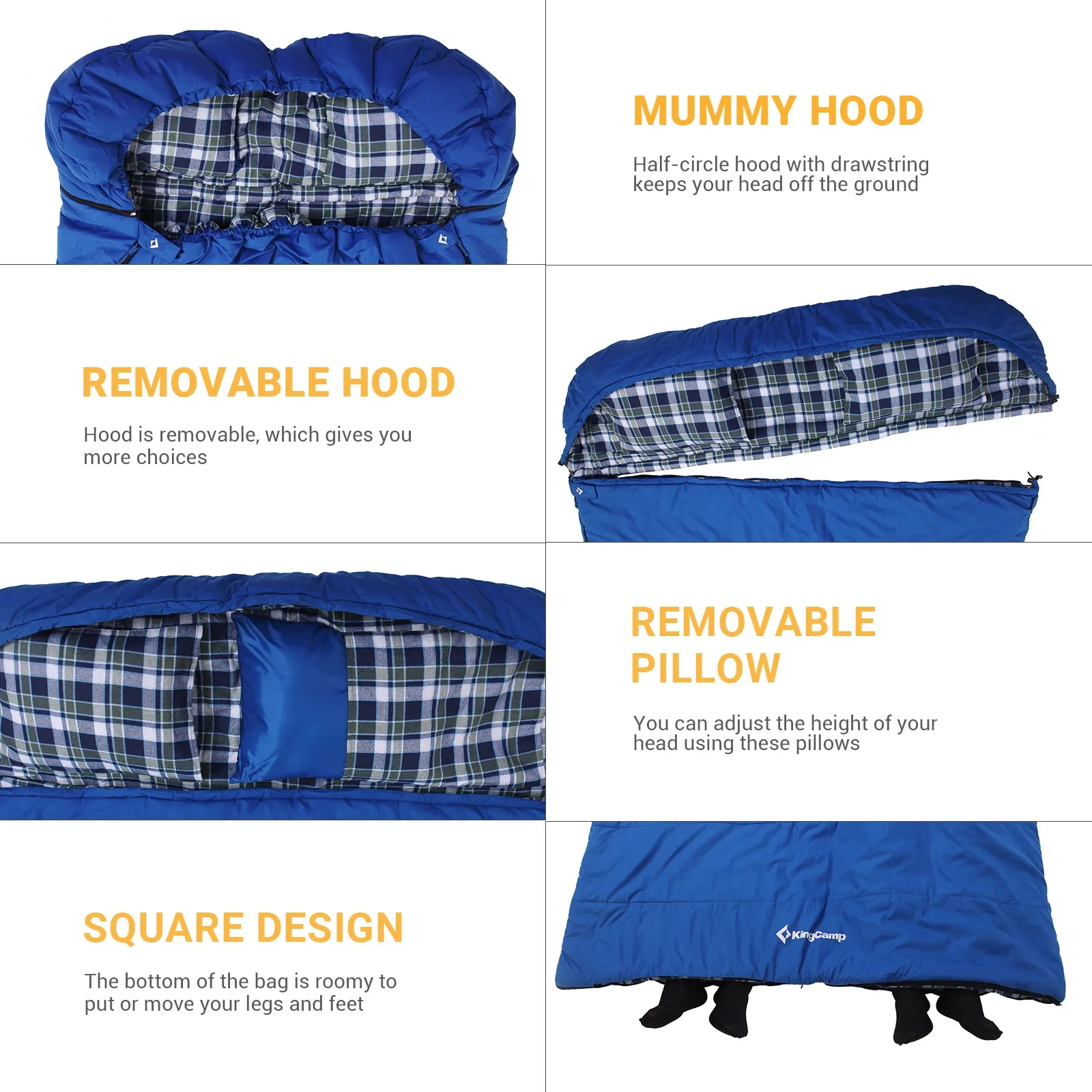 KingCamp COMFORT 280D Hooded Rectangular Sleeping Bag