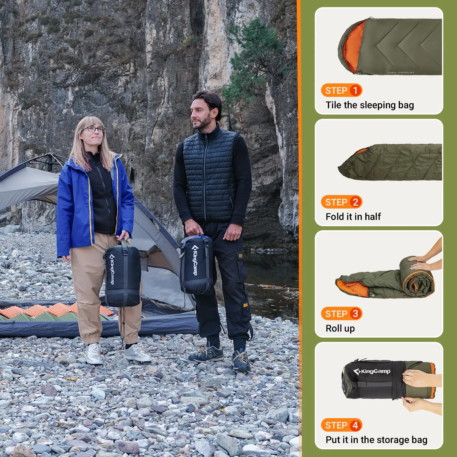 KingCamp HURON 250 Sleeping Bag-Envelope With Hood