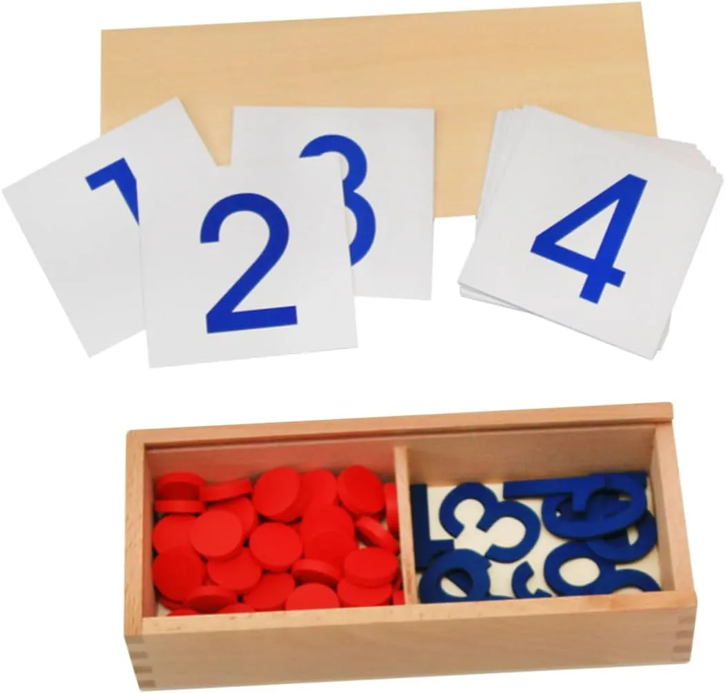 Kisangel 1 Set Wooden Math Teaching Accessories Digital Numeric Chips Educational for Enhance Hand Eye Coordination Recognition Safe Plaything