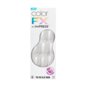 KISS imPRESS No Glue Mani Press-On Nails, Color FX, White Shimmer, Short Size, Squoval Shape, Includes 30 Nails, Prep Pad, Instructions Sheet, 1 Manicure Stick, 1 Mini File