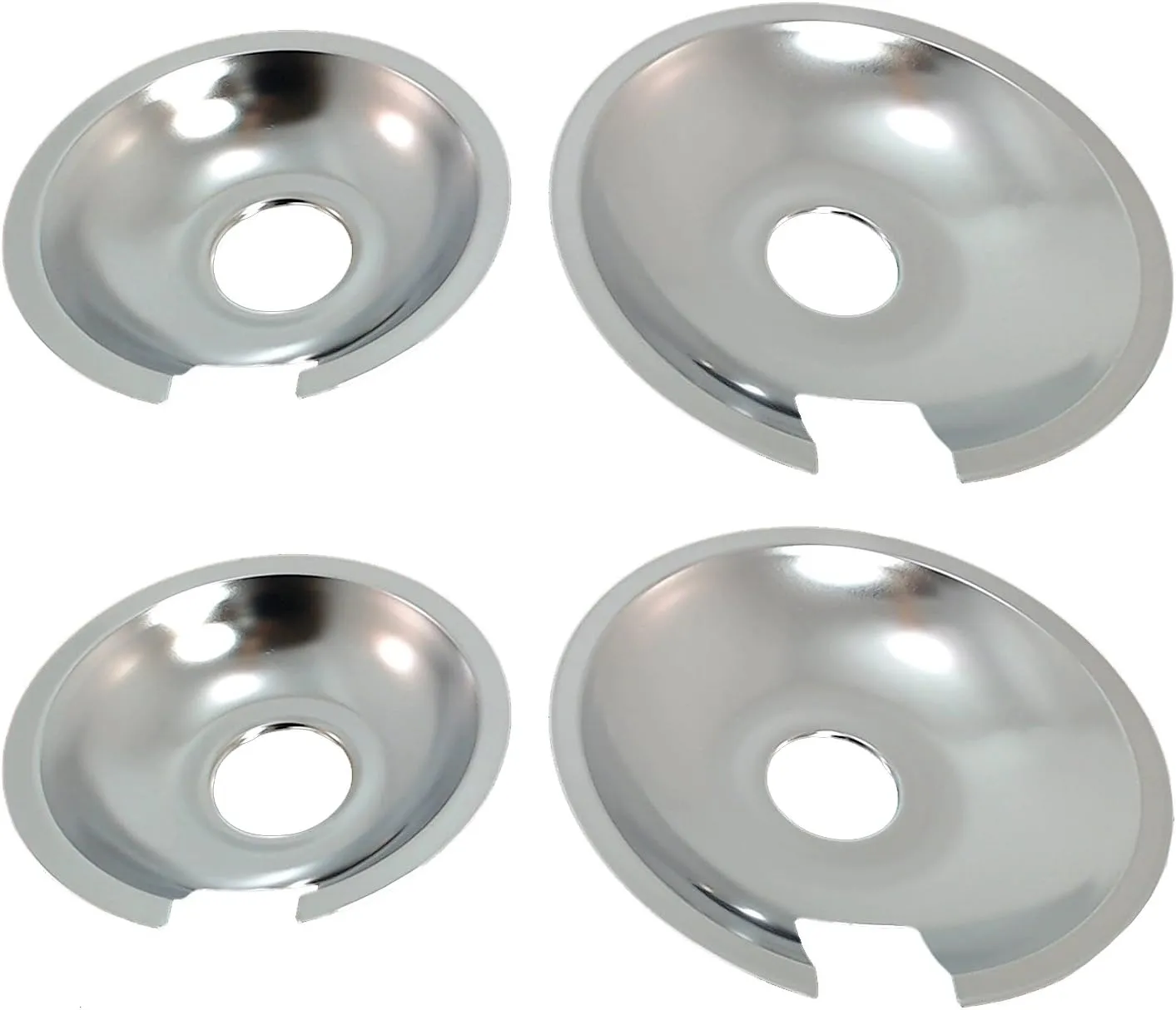 KITCHEN BASICS 101 Made in the USA 715877 and 715878 Replacement Range Cooktop Drip Pans for Jenn Air - Includes 2 6-Inch and 2 8-Inch Pans, 4 Pack
