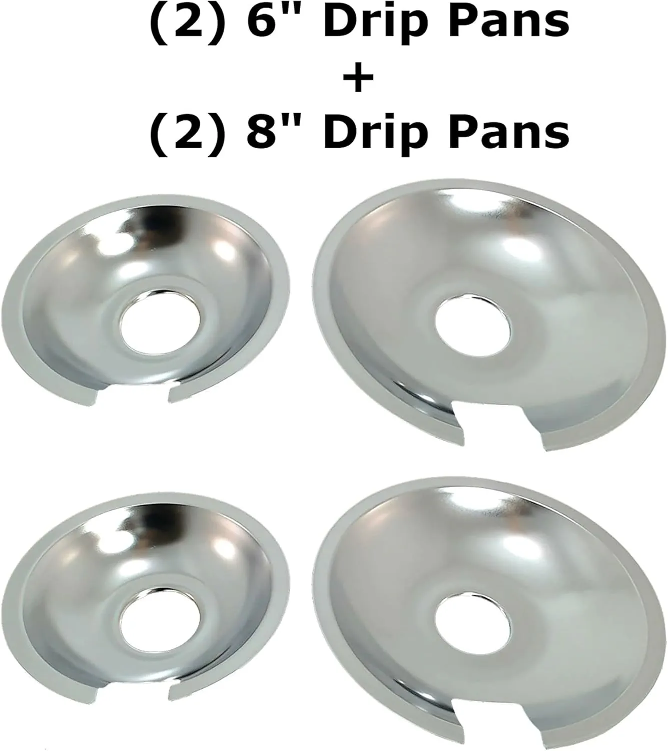 KITCHEN BASICS 101 Made in the USA 715877 and 715878 Replacement Range Cooktop Drip Pans for Jenn Air - Includes 2 6-Inch and 2 8-Inch Pans, 4 Pack
