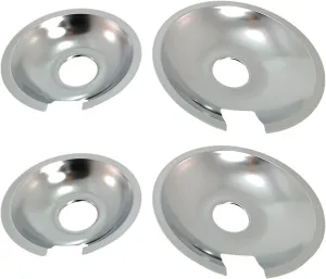KITCHEN BASICS 101 Made in the USA 715877 and 715878 Replacement Range Cooktop Drip Pans for Jenn Air - Includes 2 6-Inch and 2 8-Inch Pans, 4 Pack