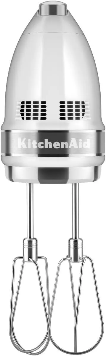 KitchenAid 9-Speed Digital Hand Mixer with Turbo Beater II Accessories and Pro Whisk - White