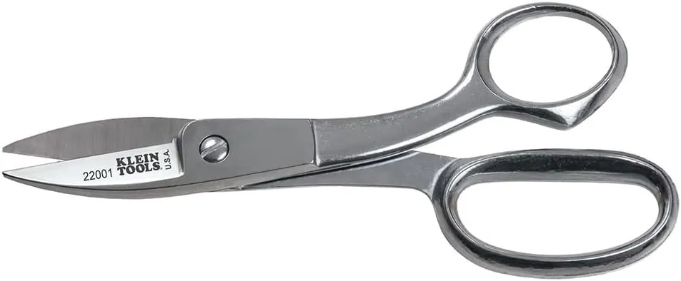 Klein Tools 22001 Scissors, Made in USA, Broad Blade Utility Shear Cuts Anything from Fabric to Cable with Serrated Cutting Blade, 8-Inch